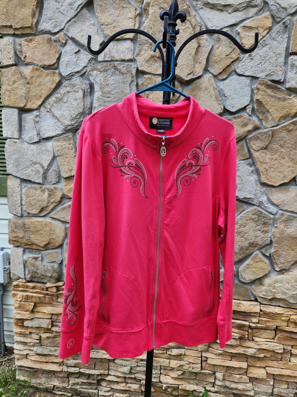 Christine Alexander Pink Rhinestone Zip Jacket
